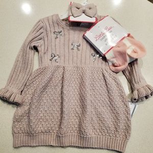 New. Little Lass sweater dress set. Size 18mths
